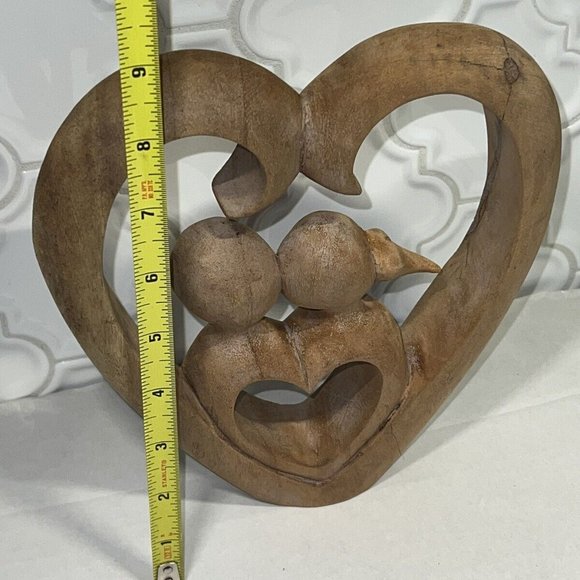 Wooden Hand Carved Romantic Passionate Loving Couple Abstract Figurine Sculpture - Picture 7 of 8